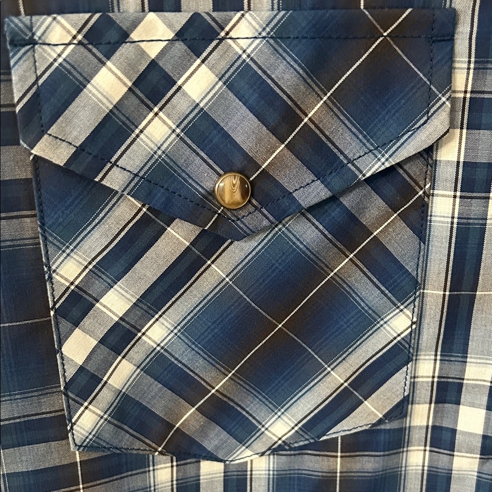 Pendleton Shirt Men’s M Navy Plaid Pearl Snap Frontier Long Sleeve Western NWT - Picture 4 of 14